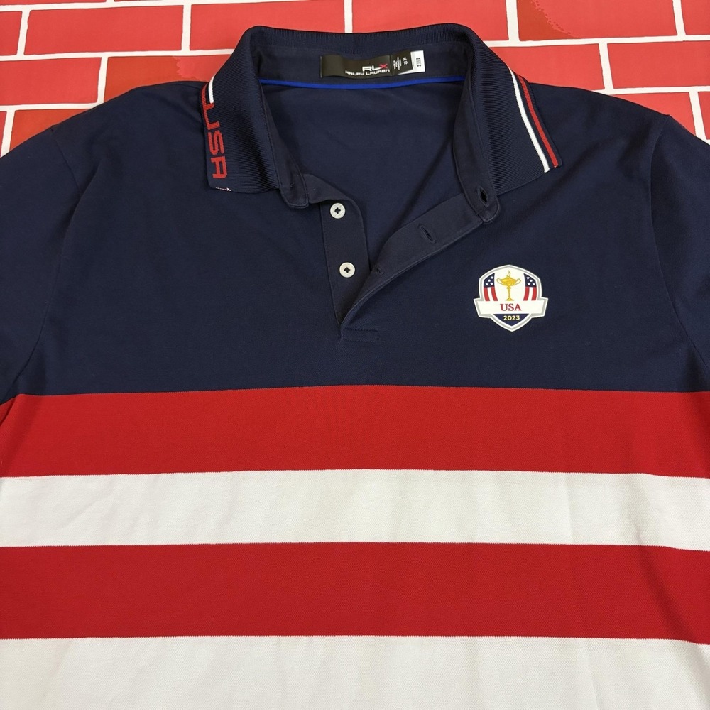 RLX Ralph Lauren Ryder Cup Golf Polo Shirt Mens XL Red White Blue USA 2023